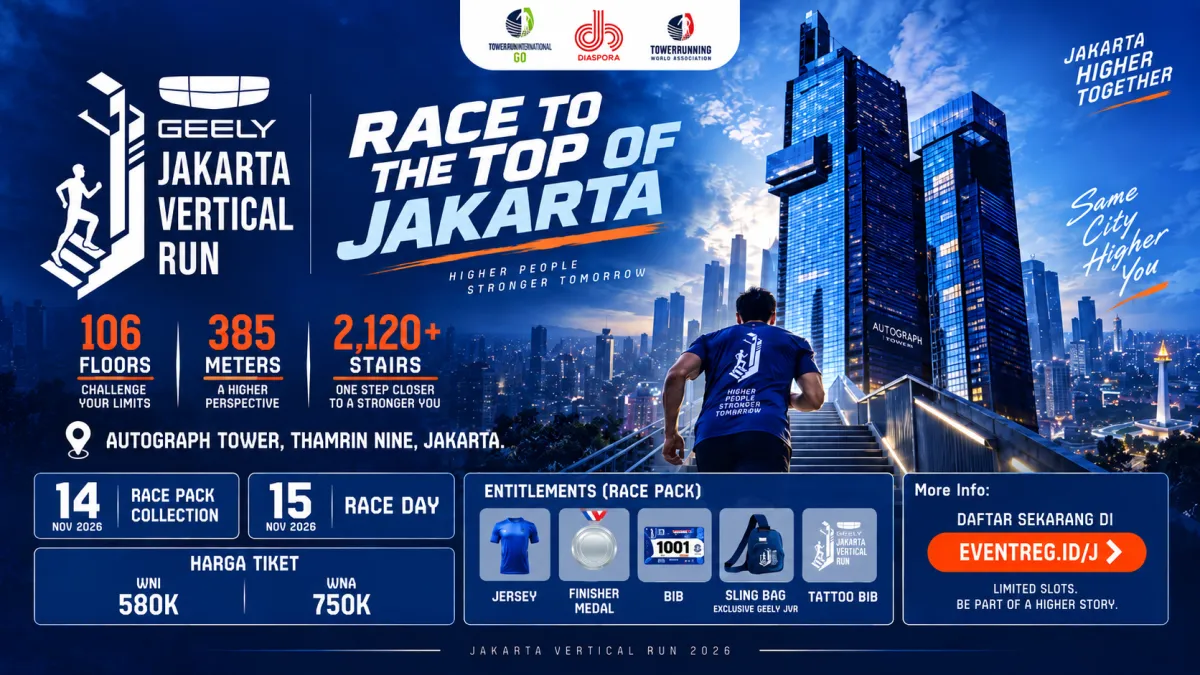 Ketika Garis Finis Berada di Lantai 106: Jakarta Vertical Run 2026 Tantang Pelari Menaklukkan 2.120 Tangga
